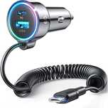 Joyroom szybka ładowarka samochodowa 3 w 1 z kablem USB Typ C 1,6m 60W