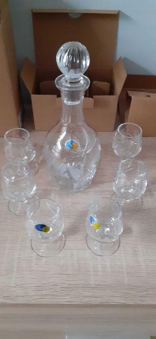 Zestaw kryształowy karafka + 6 kieliszków