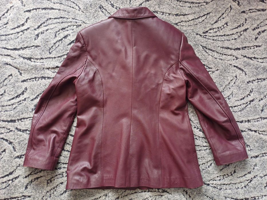 Kurtka damska skórzana Valentino M genuine lamb leather bordowa retro