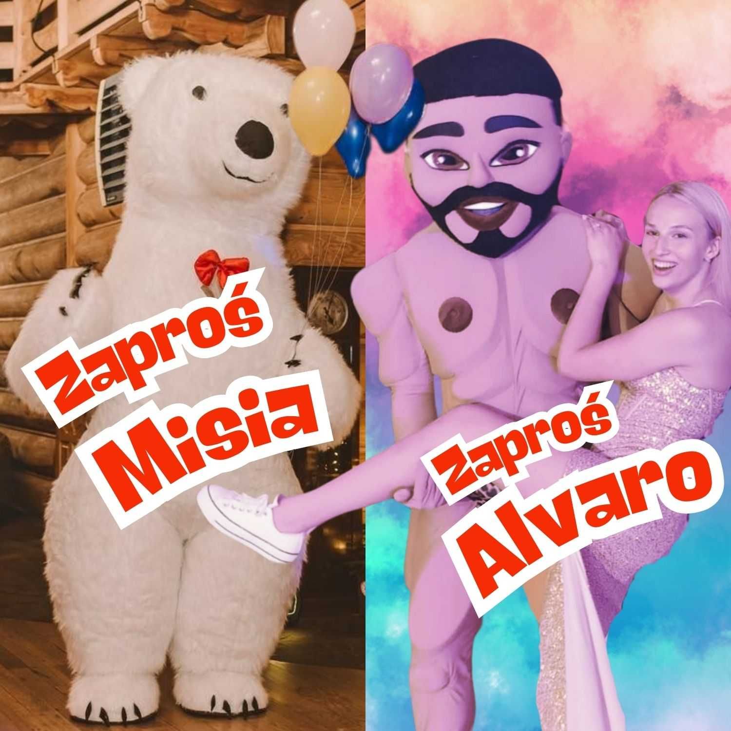 Biały Miś XXL & Tancerz Striptizer Alvaro – Żywa Maskotka na Imprezę