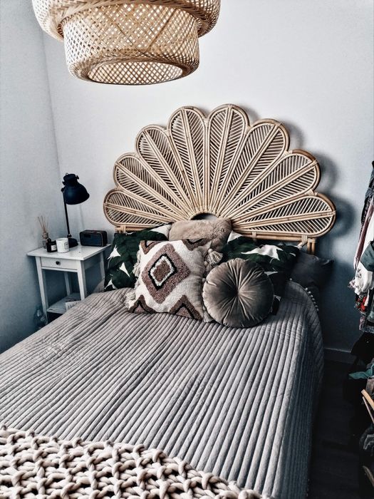 Zagłówek rattanowy do łóżka 140 cm. Bohoswing