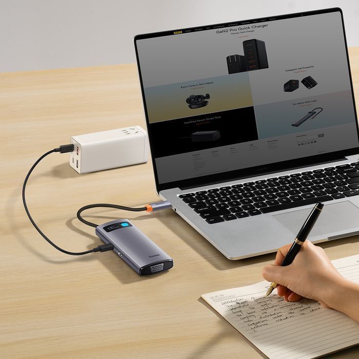 Stacja Dokująca Baseus Metal Gleam 6w1 USB-C & HDMI, Szary