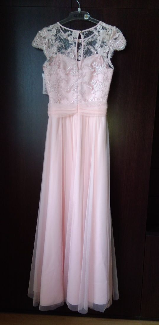 Sukienka, suknia balowa pudrowy róż roz. 36