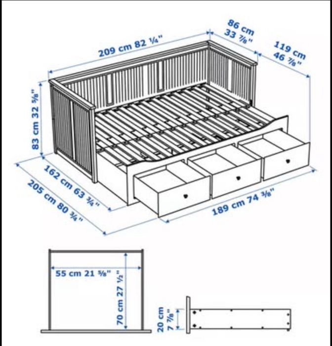 Pack ikea: cama hemnes, armario e colchao afjall