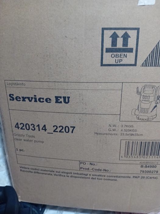 Bomba aguas limpas nunca usada