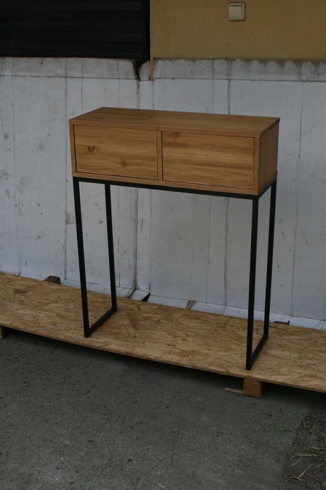 konsola loftowa industrialna stare drewno stal szuflady