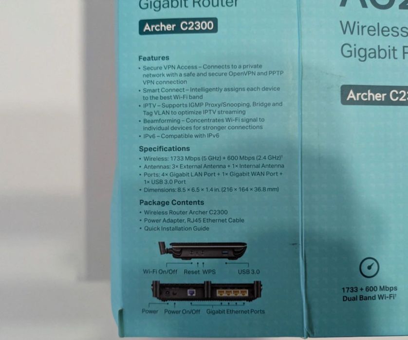Router TP-Link Archer One Mesh WiFi 5 C2300 Dual Band Wi-Fi Gigabit