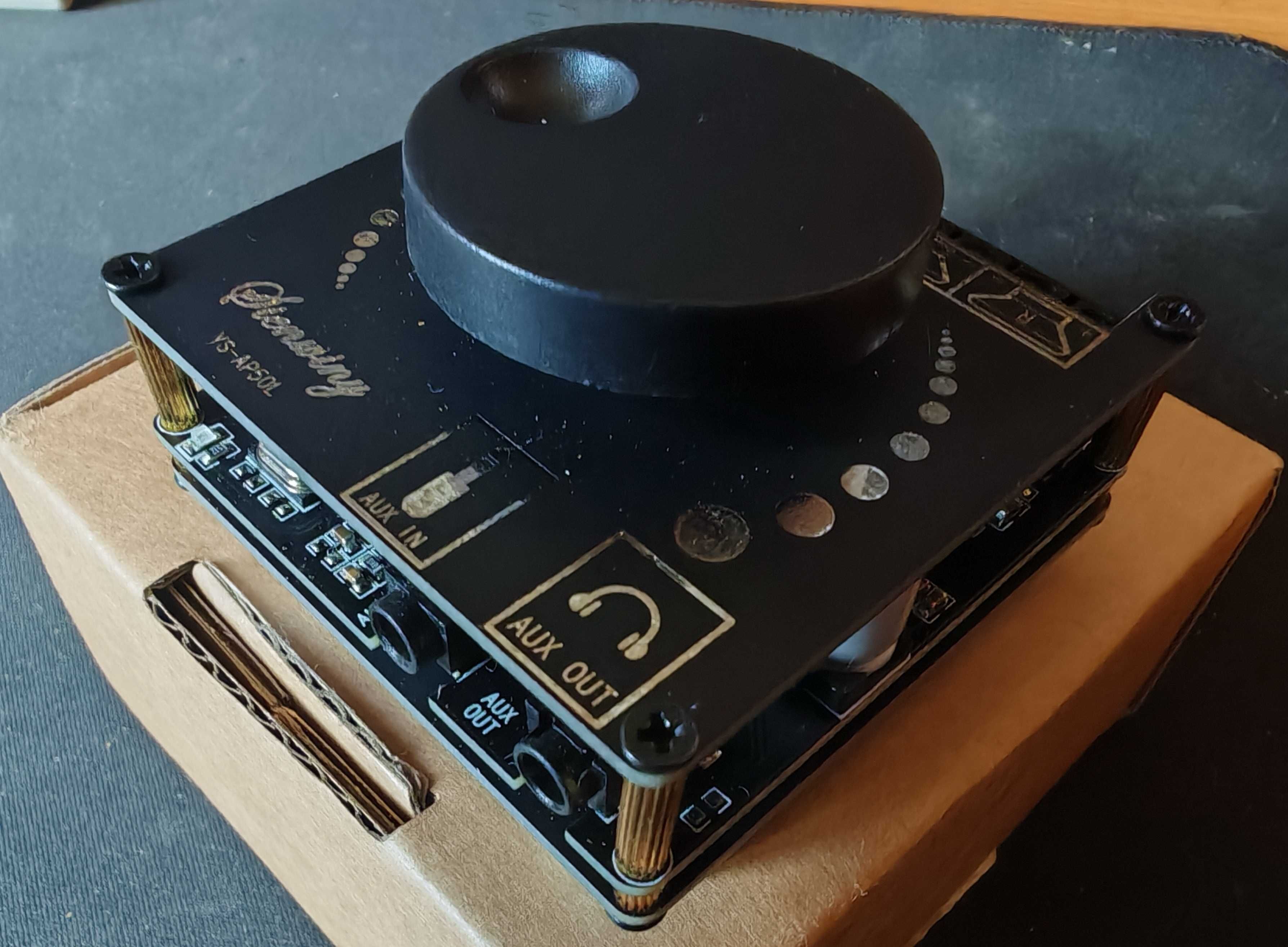 Mini wzmacniacz 2x50W USB DAC, bluetooth, głośniki przewody, zasilacz.