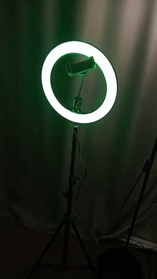 Лампа 36см кільцева RGB LED БУ штатив тримач телефону павер телефон