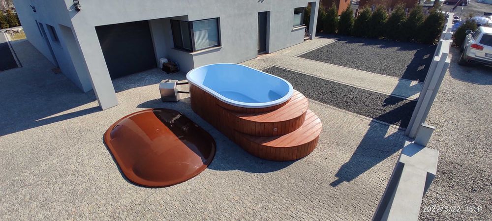 Basen owalny wolnostojący filtr piaskowy LED pompa ciepła piana WI FI