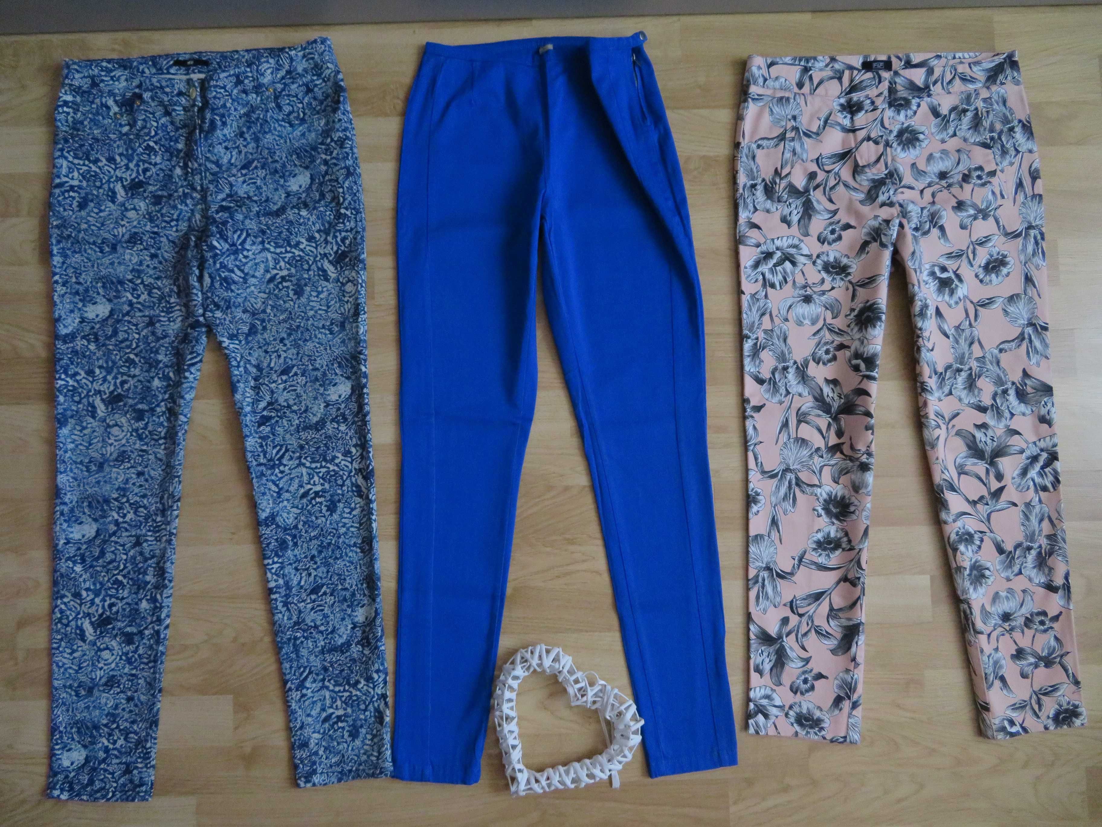 H&M F&F Primark Zestaw modne spodnie damskie materiałowe KWIATY  36 S