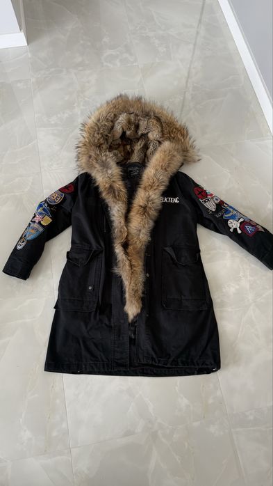 Parka kurtka płaszcz z jenotem oraz królikiem