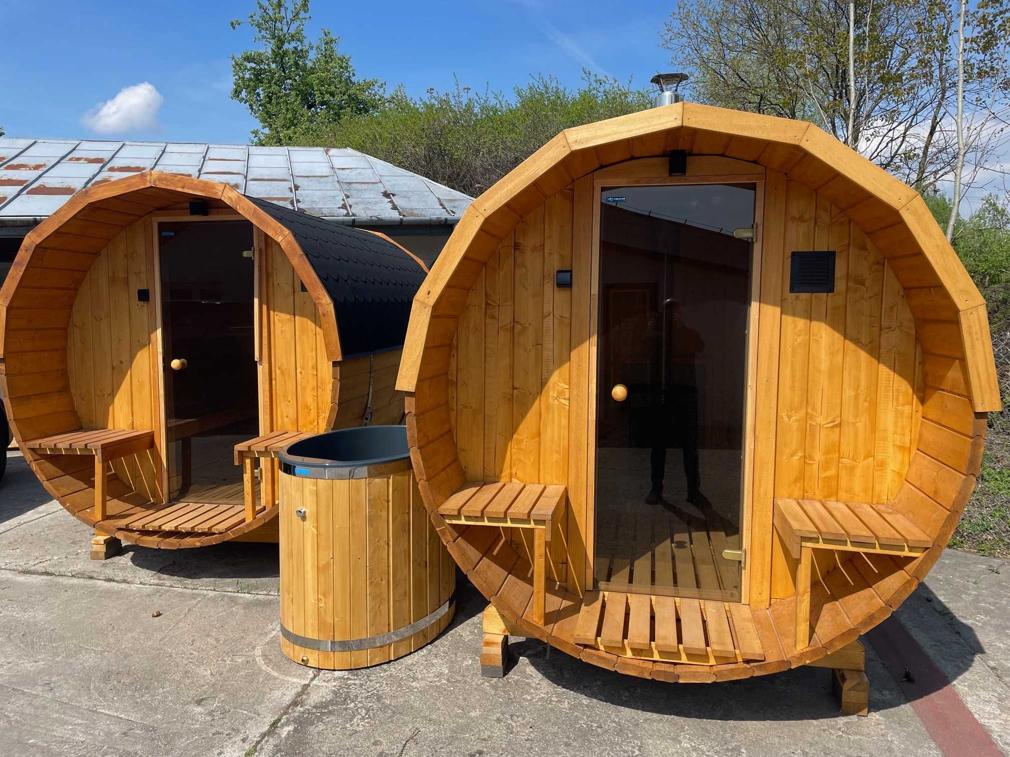 Sauna beczka ogrodowa 2.7 metra  Piec na drewno LED   RATY