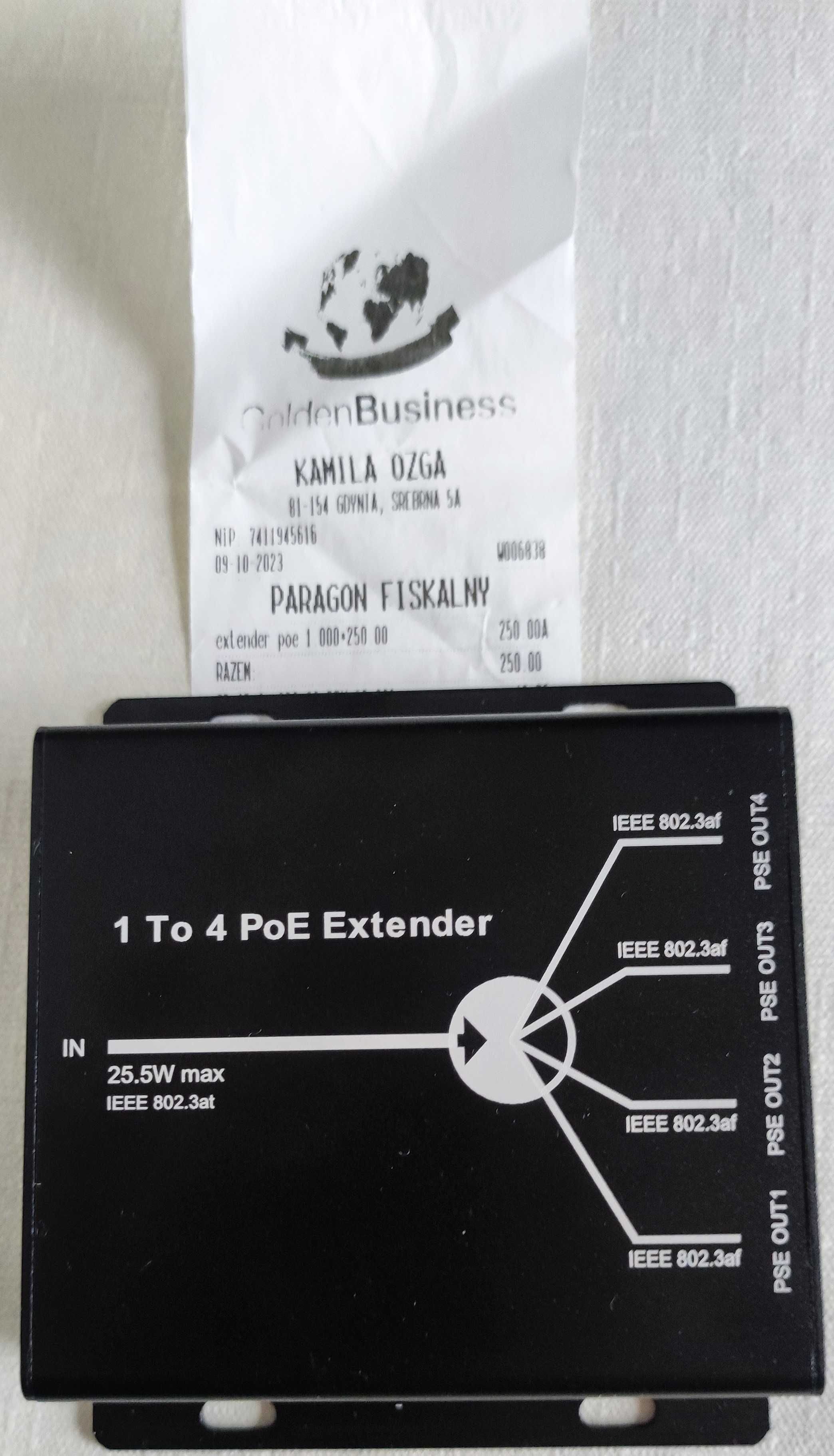 Switch exponder POE gwarancja 20 m-cy, stan idealny