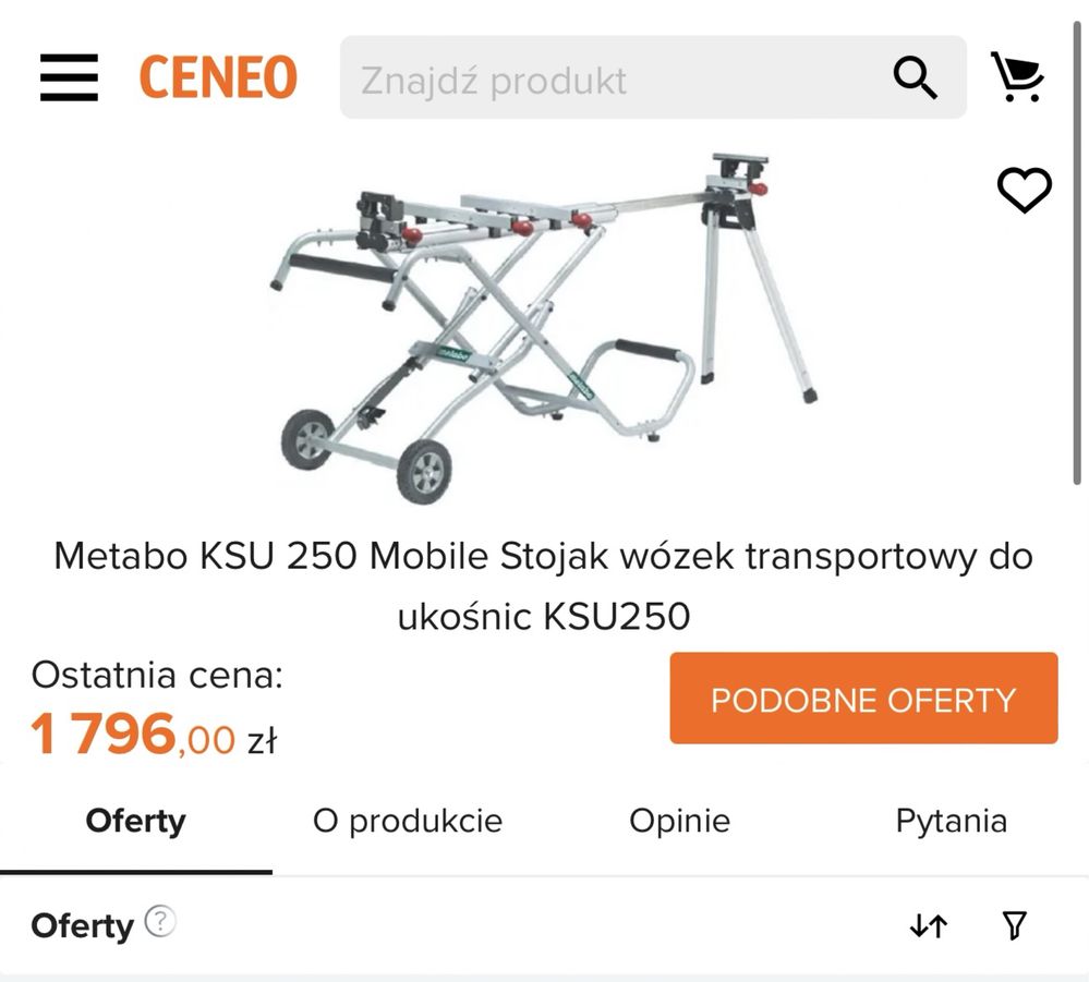 Pila Ukośnica Profesjonalna Metabo KGS 254 I Plus stół KSU 250 mobile