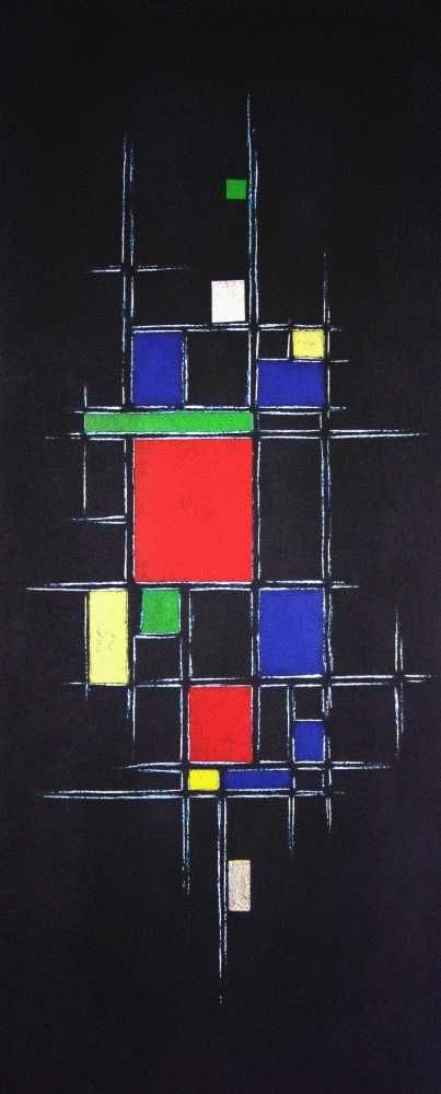 Obraz ręcznie grawerowany\malowany a'la Mondrian Abstrakcja