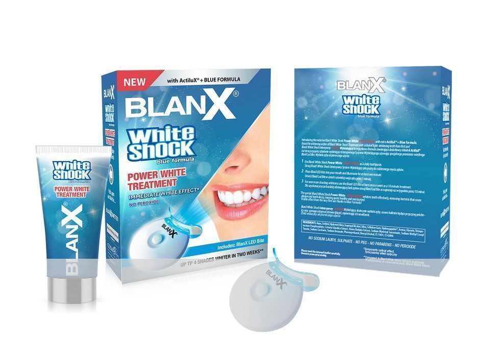 Pasta do zębów BlanX White Shock + Blanx LED Bite