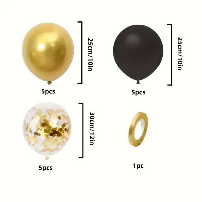 Набір повітряних кульок Black&Gold — стильна декорація для свята