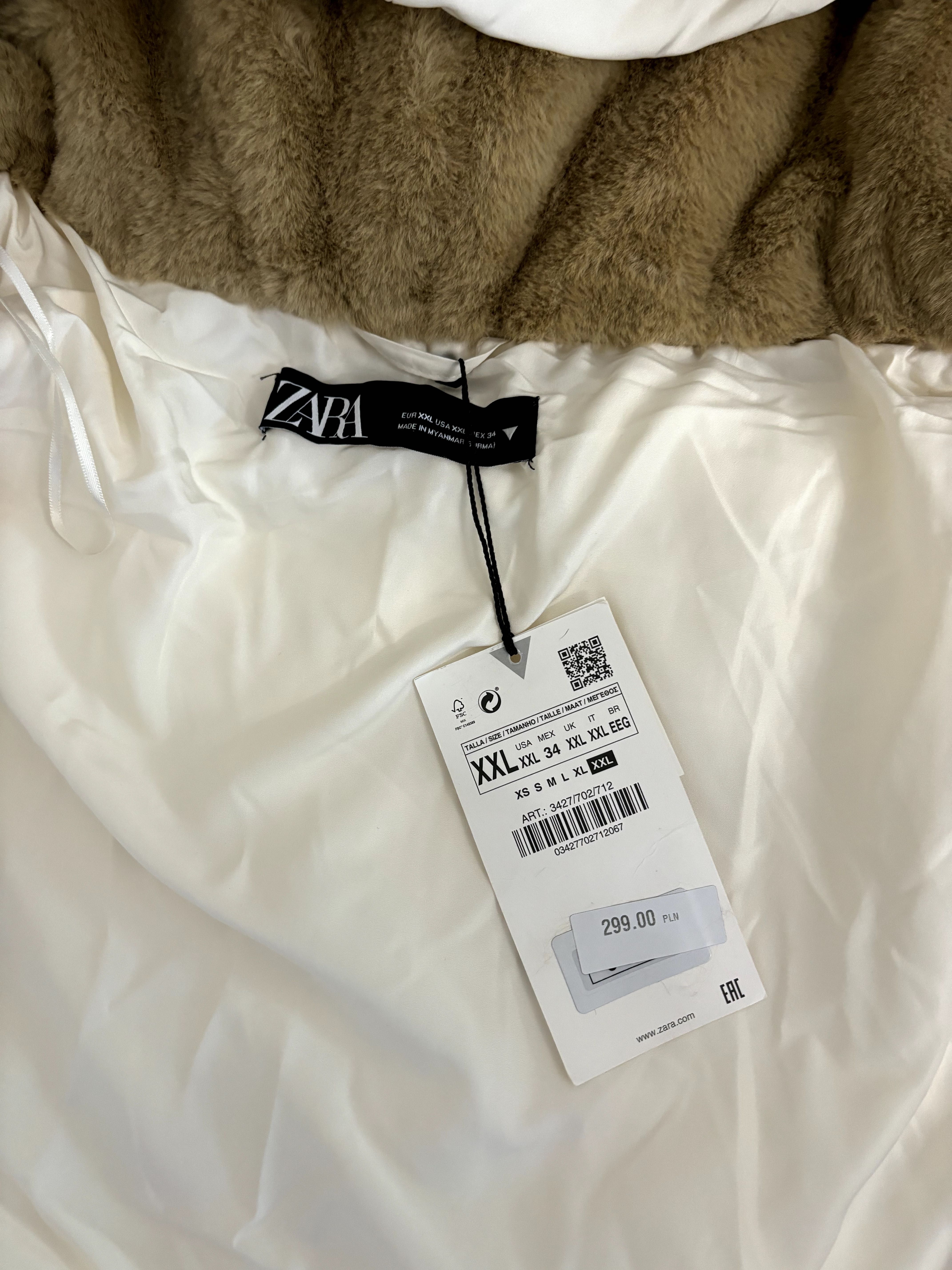 ZARA kurtka puchowa z kapturem rozmiar XXL