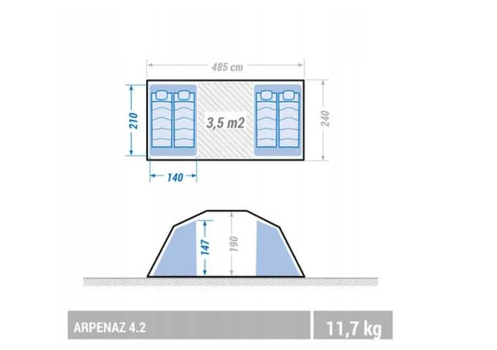 Кемпінговий намет 2 спальні Arpenaz на 4 особи Quechua 4.2