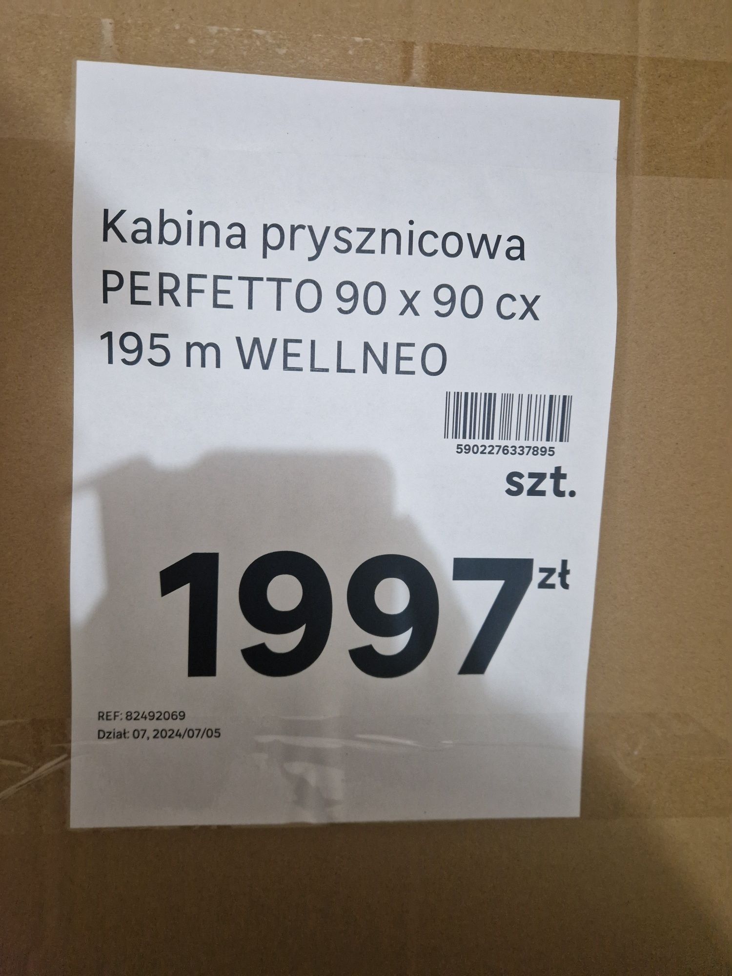 Kabina prysznicowa 90 x 90 x 195 Perfetto Wellneo Czarna