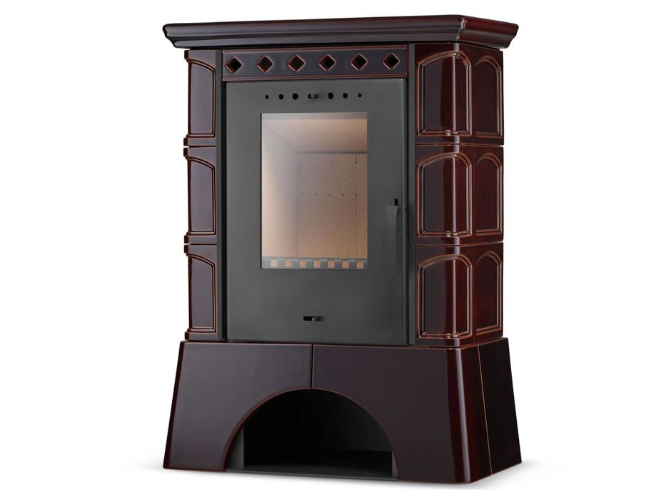 Piec kominek kaflowy wolnostojący koza ATOL 10 kW kolor brown