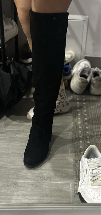 Чоботи ботфорти замшеві