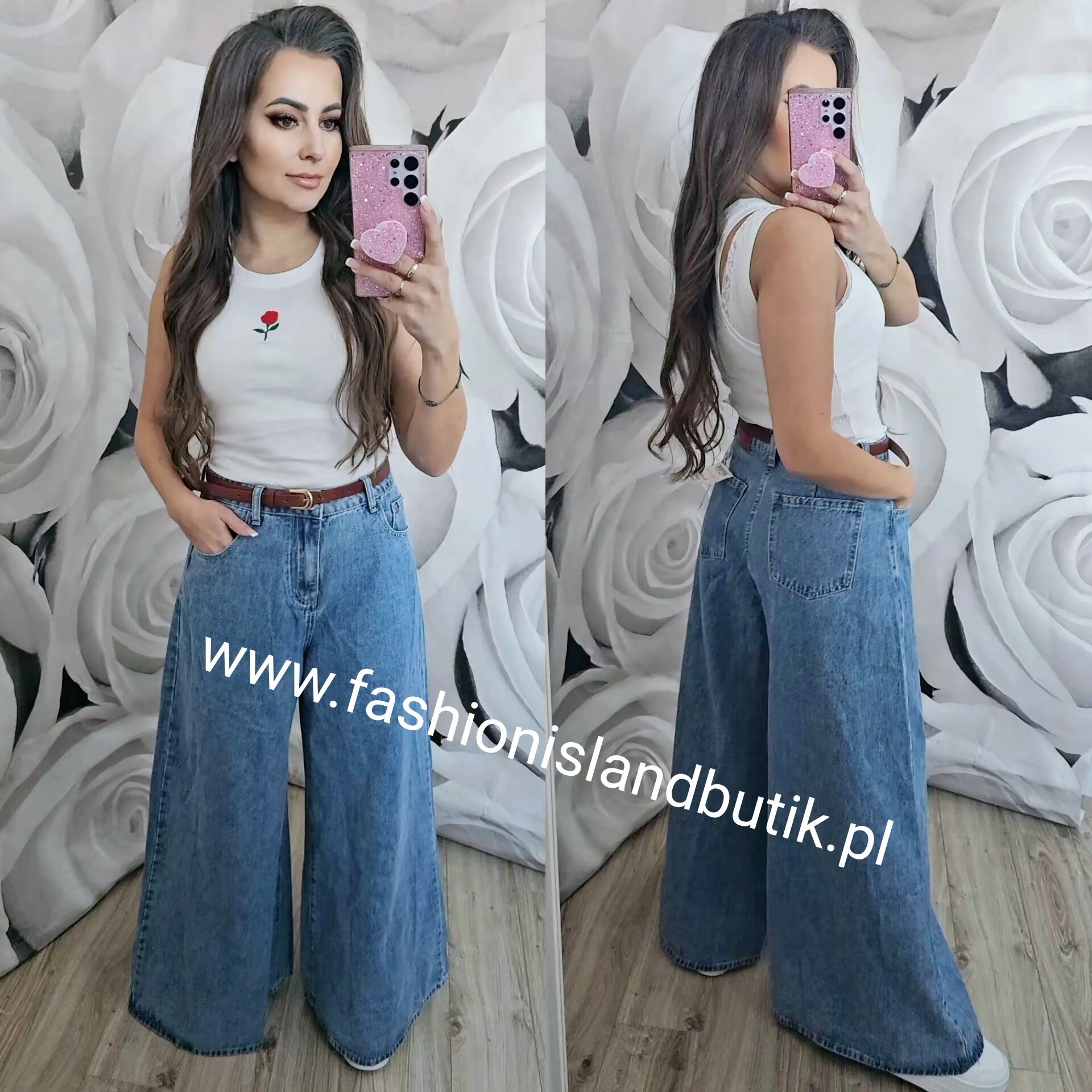 Szerokie spodnie szwedy jeansowe