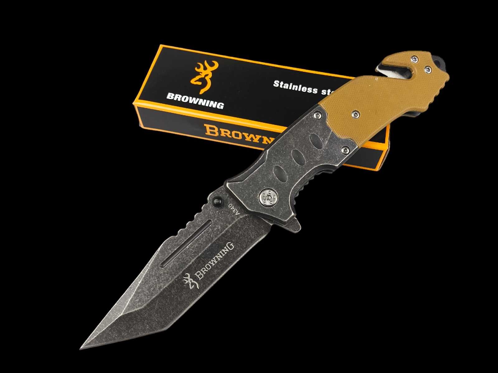 Nóż scyzoryk TAKTYCZNY BROWNING survival myśliwski TANTO BR3