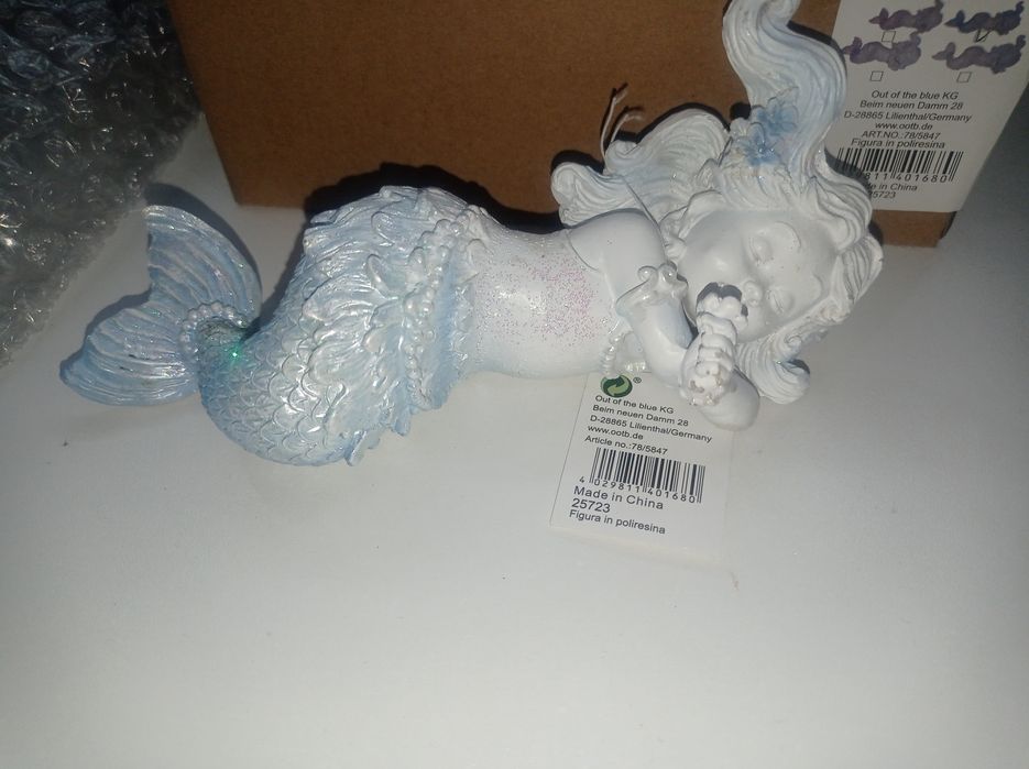 Syrena z żywicy poliestrowej z brokatem nowa