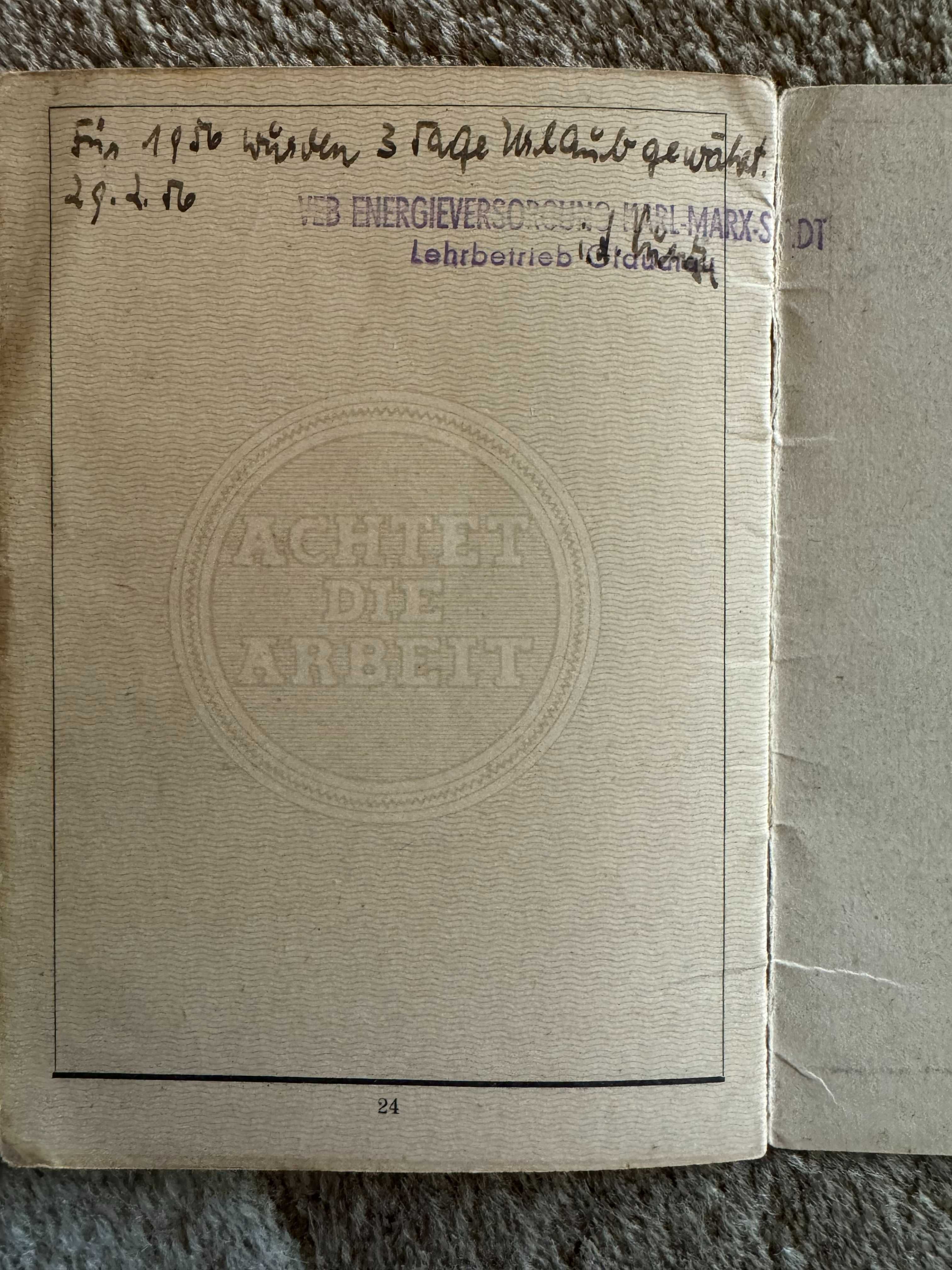 Arbeits Buch, documento historico-militar