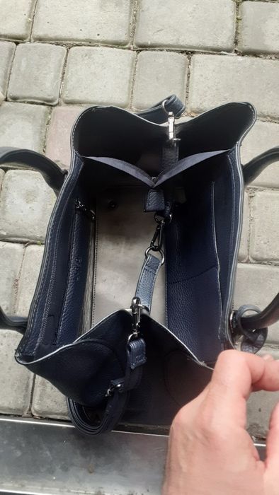 темно-синяя кожаная сумка-тоут трансформер L.CrediГермания.43*31*25*18