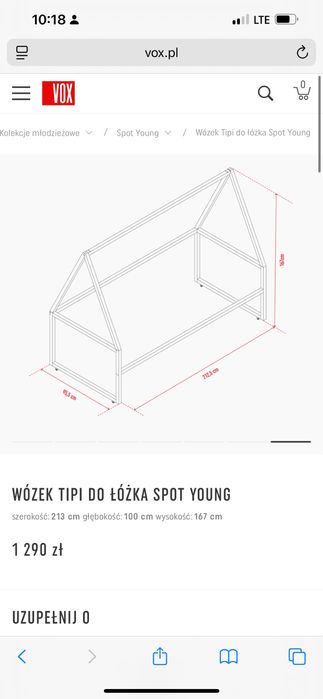 Tipi stelaż do łóżkaVox spot young