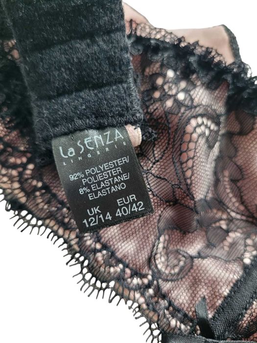 Czarny różowy koronkowy pasek do pończoch bielizna LaSenza 40,L/42,XL
