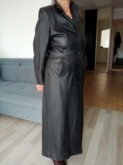 Płaszcz skórzany długi, miękka skóra