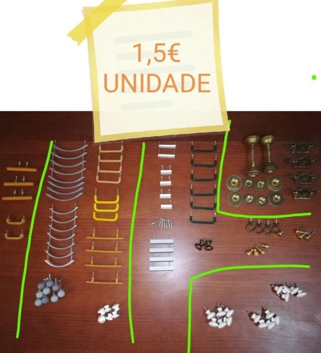 Puxadores de Móveis - Vários Metal / PVC / Madeira / Porcelana