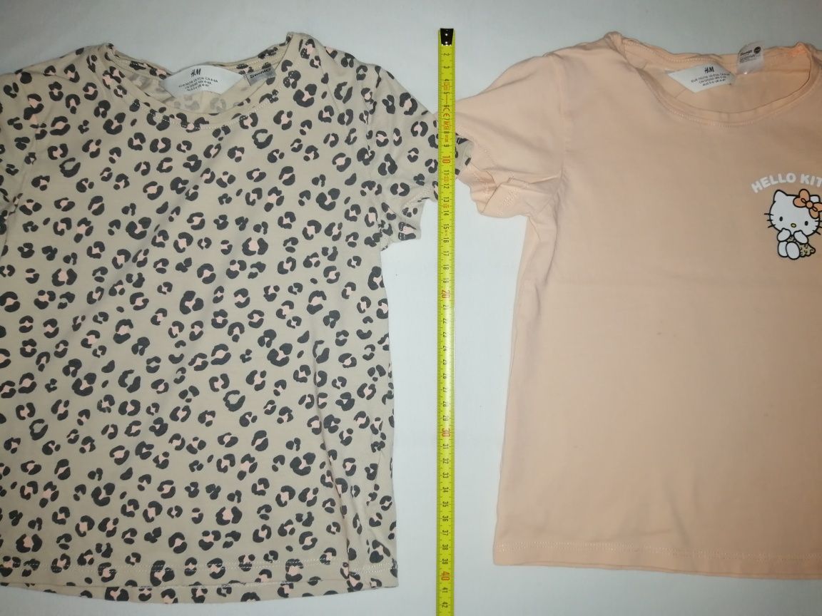 6x bluzka H&M r. 110/116 z krótkim Hello Kitty panterka koszulka Ponny