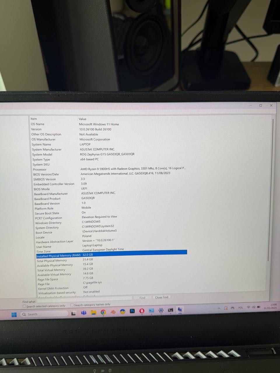 Asus ROG Zephyrus GA503Q - Ryzen 9, 1 TB, Nvidia RTX 3070