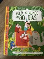 Livro com puzzle -volta ao Mundo em 80 dias