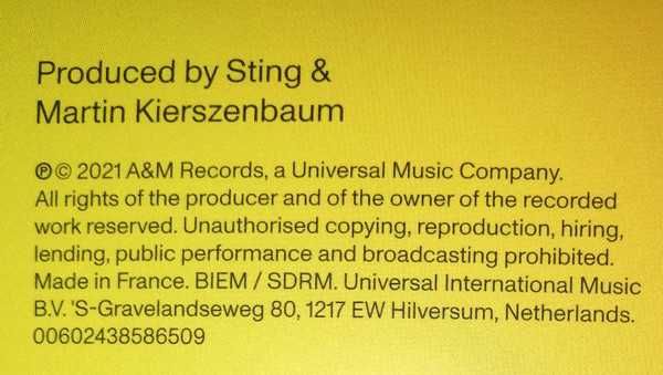 Винил новый Sting – "The Bridge" (180g.) 2021. Made in France.