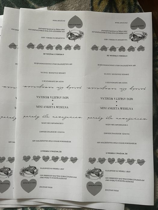 Mini ankiety weselne do księgi gości wesele