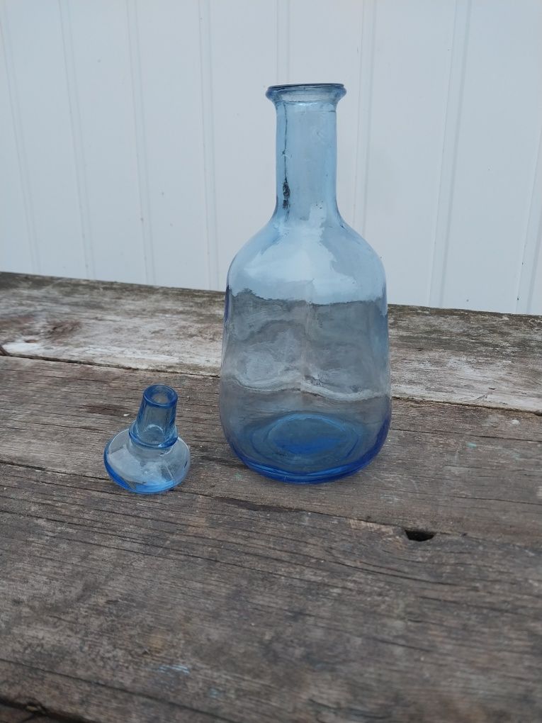 Графін, штоф, пляшка з пробкою, сине скло