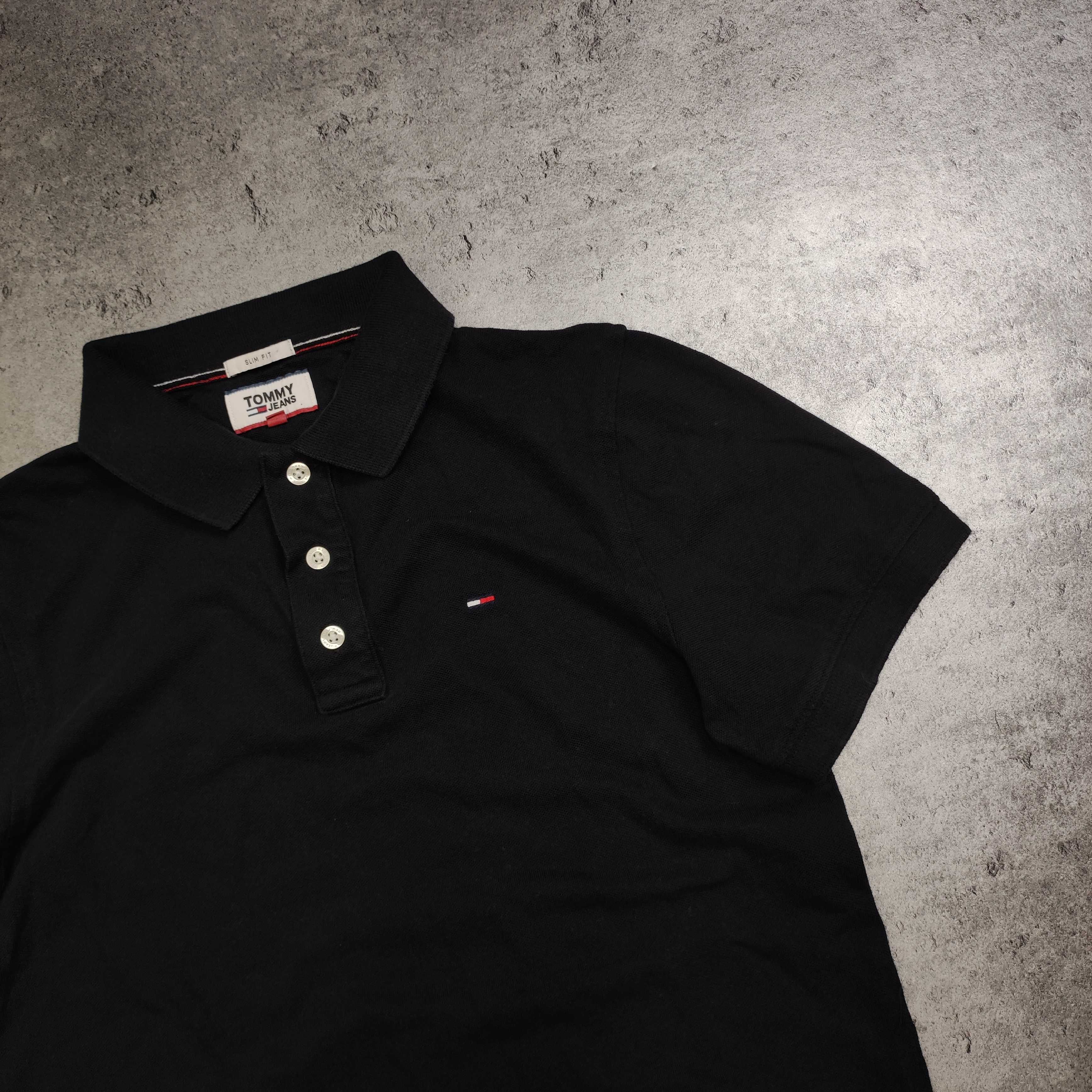 MĘSKA Koszulka Polo Elegancka Czarna Bawełna PREMIUM Tommy Hilfiger