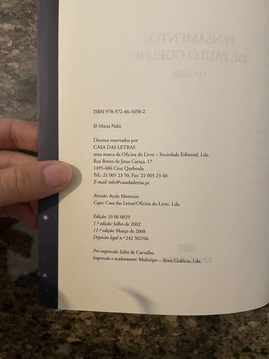 Livro Pensamentos de Paulo Coelho