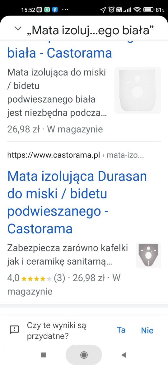 Mata wygłuszająca do Misy wc i bidetu