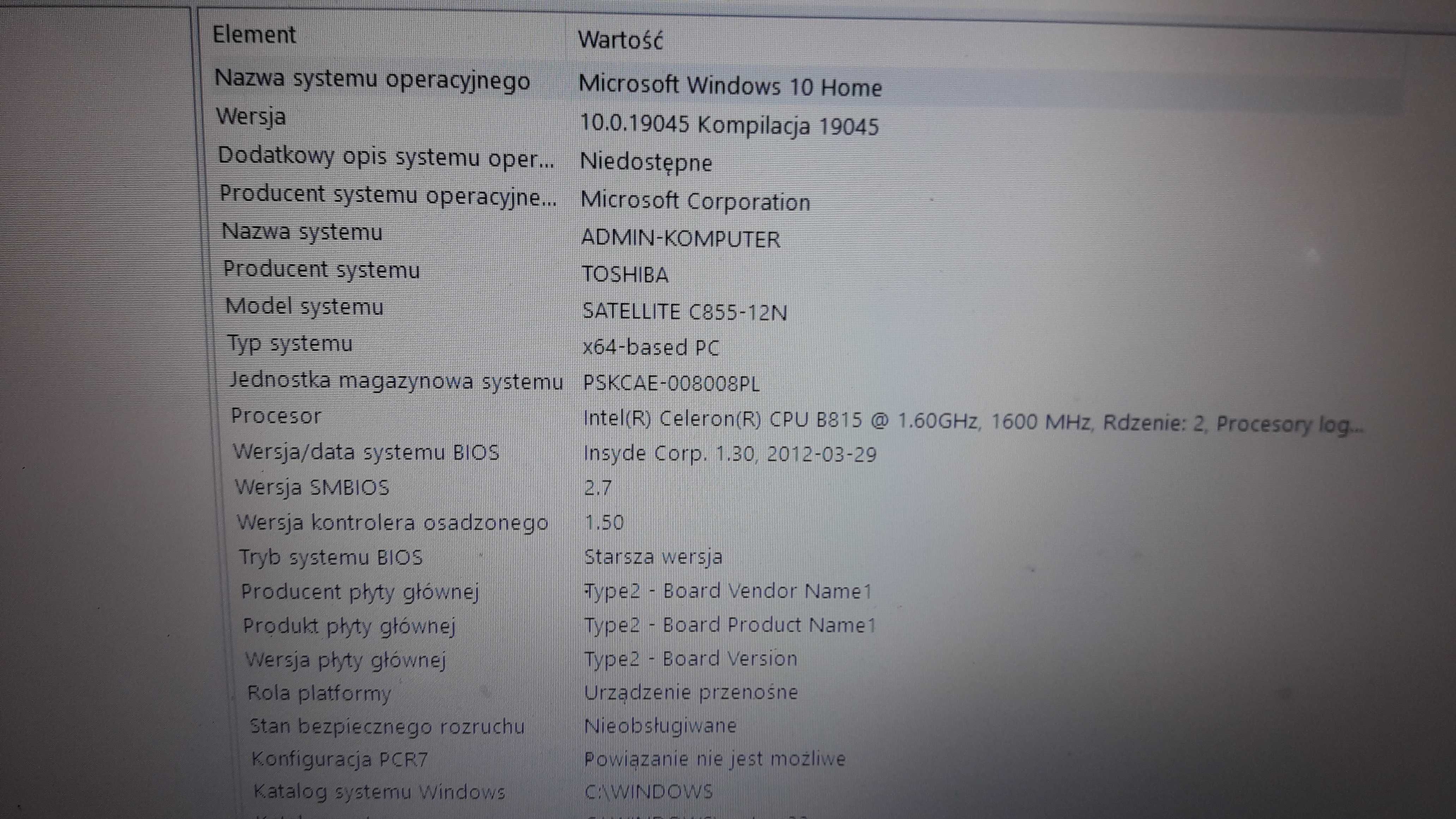 laptopa toshiba laptop Toshiba SATELLITE C855 - 12n