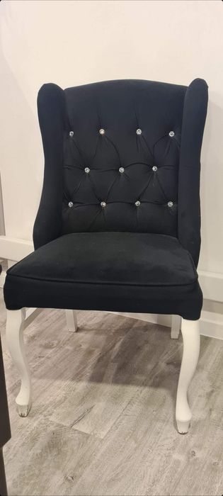 Fotel krzesło glamour drewniane velvet uszak OKAZJA!