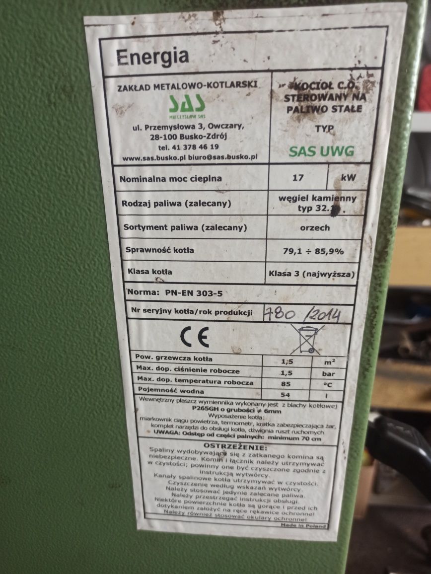 Piec SAS 17 kw .