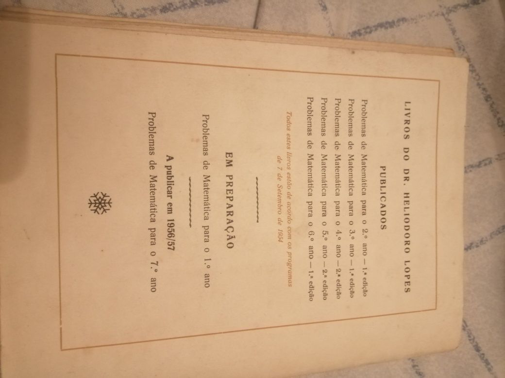 Livro antigo Matemática (1954)