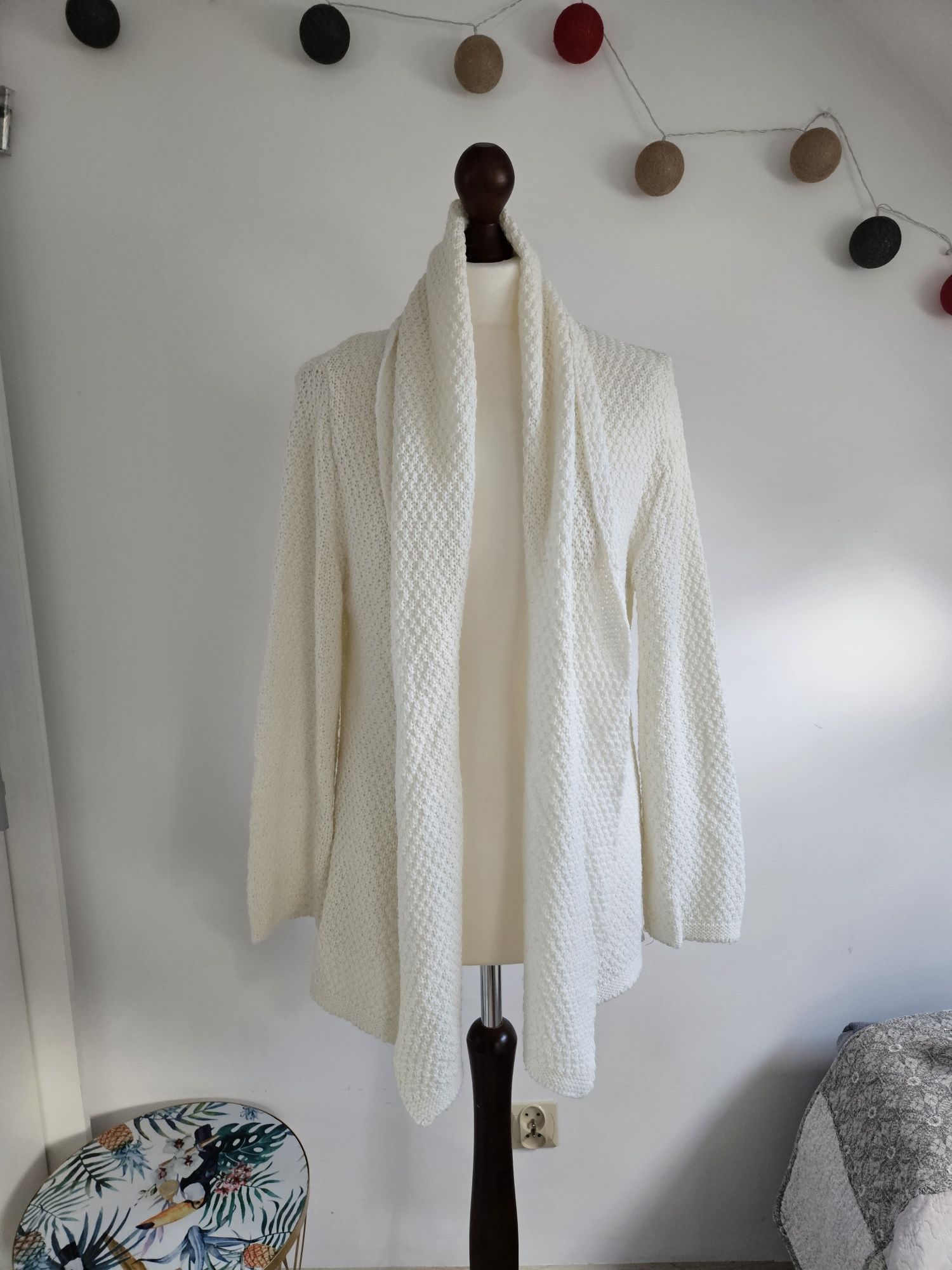 Sweter, narzutka, kardigan jasny kremowy/ ecru rozmiar 36-38
